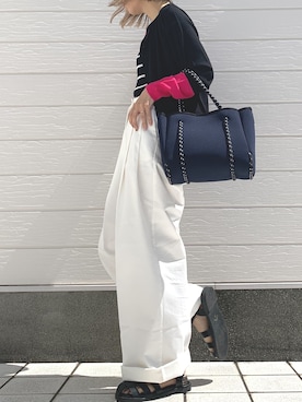 「Casselini（キャセリーニ）のアイテム（サンダル）」を使った、Q♥Officialさん（レディース・155cm）の春コーディネート