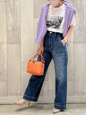 「肩掛け」｜「アイテム（アクセサリー）」を使った、Q♥Officialさん（レディース・157cm）の春コーディネート