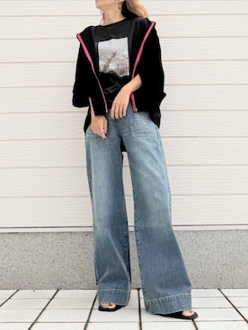 「アイテム（パーカー）」を使った、Q♥Officialさん（レディース・155cm）の夏コーディネート
