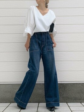 「コットンブラウス」｜Q♥Officialさん（レディース・155cm）の秋コーディネート