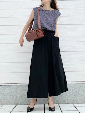 「アイテム（ボディバッグ/ウエストポーチ、ブラウン系）」を使った、Q♥Officialさん（レディース・155cm）の夏コーディネート