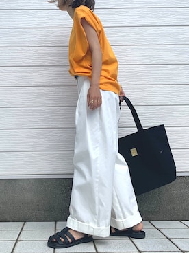 「Casselini（キャセリーニ）のアイテム（サンダル）」を使った、Q♥Officialさん（レディース・155cm）の夏コーディネート
