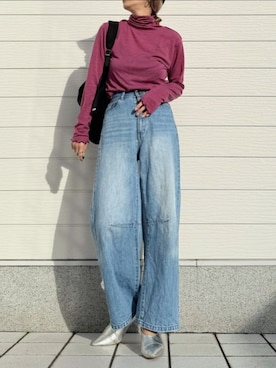 「Q（キュー）のマシュマロタートル（Tシャツ/カットソー）」を使った、Q♥Officialさん（レディース・155cm）の秋コーディネート