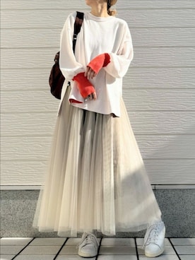 「アイテム（バックパック/リュック）」を使った、Q♥Officialさん（レディース・155cm）の冬コーディネート