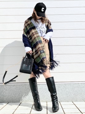 「Casselini（キャセリーニ）のアイテム（ブーツ）」を使った、Q♥Officialさん（レディース・155cm）の秋コーディネート