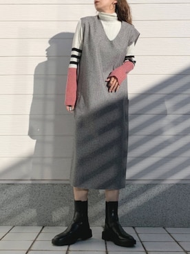 「Casselini（キャセリーニ）のアイテム（ブーツ）」を使った、Q♥Officialさん（レディース・155cm）の秋コーディネート