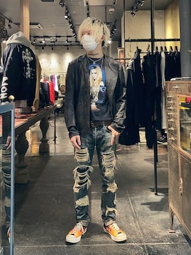 「ROYAL FLASH（ロイヤルフラッシュ）のアイテム（レッグウェア）」を使った、utaさん（メンズ・168cm）の冬コーディネート