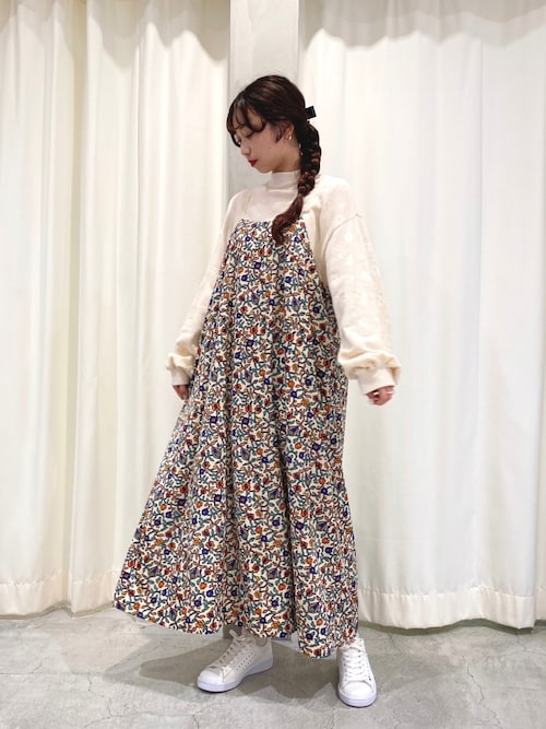 Dot&stripes CHILD WOMAN ベロア花プリント バルーンパンツ パンツ