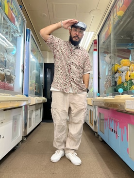 「SCHOTT」｜「アイテム（ハンチング/ベレー帽）」を使った、Yoshi Yamaさん（メンズ・174cm）の夏コーディネート