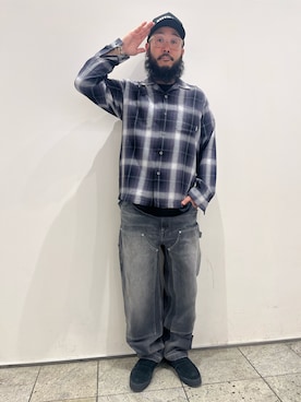 「AVIREX（アヴィレックス）のアイテム（キャップ）」を使った、Yoshi Yamaさん（メンズ・174cm）の冬コーディネート