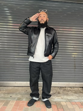 「schott（ショット）のアイテム（ジャケット/アウター）」を使った、Yoshi Yamaさん（メンズ・174cm）の秋コーディネート