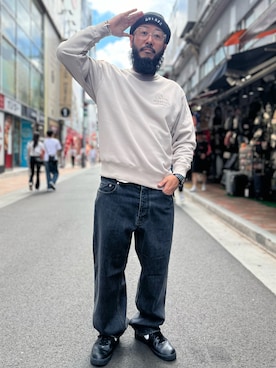 「AVIREX（アヴィレックス）のアイテム（スウェット）」を使った、Yoshi Yamaさん（メンズ・174cm）の秋コーディネート