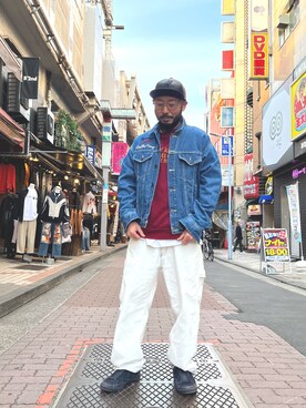 「ペインターパンツ」｜「アイテム（デニムジャケット）」を使った、Yoshi Yamaさん（メンズ・174cm）の春コーディネート