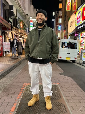 「SCHOTT」｜「アイテム（ナイロンジャケット）」を使った、Yoshi Yamaさん（メンズ・174cm）の冬コーディネート
