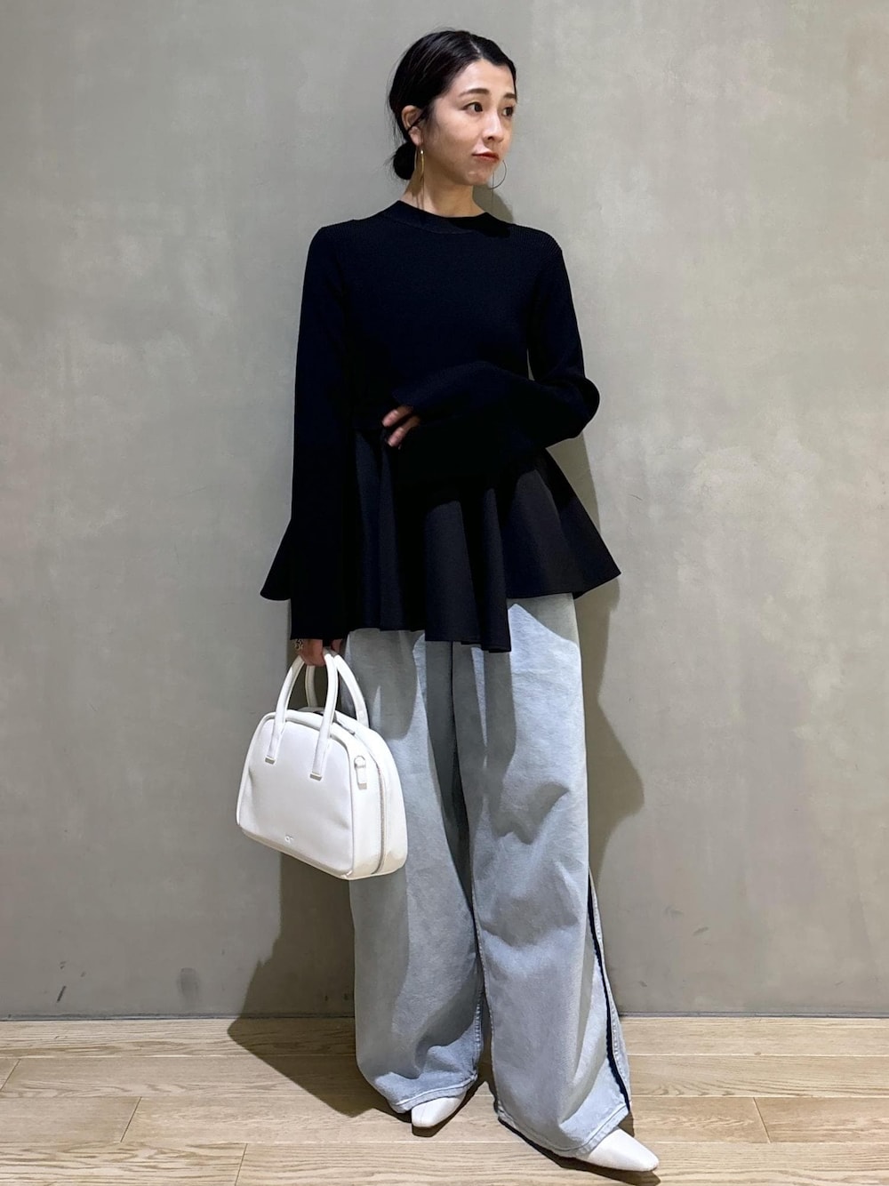 サステナブル】・【オケージョン】ペプラムコンビニットプルオーバーを