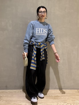 「アイテム（ポロシャツ）」を使った、SAKIさん（レディース・154cm）の秋コーディネート