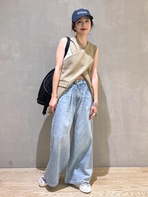 美品　アダムエロペ　クロスディティールジレ　ブラック　F　ベスト ADAM ET ROPE' ベスト ジレ 「セットアップ対応」オーバル釦