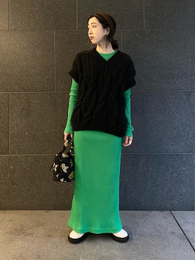 「アダムエロペ」｜「アイテム（ブーツ）」を使った、SAKIさん（レディース・154cm）の春コーディネート