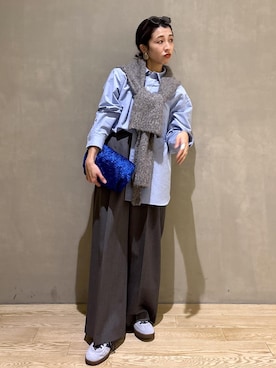 「ADAM ET ROPE'（アダムエロペ）のオックスボタンダウンシャツ（シャツ/ブラウス）」を使った、SAKIさん（レディース・154cm）の冬コーディネート