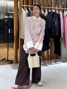 「ADAM ET ROPE'（アダムエロペ）のアイテム（スラックス）」を使った、SAKIさん（レディース・154cm）の冬コーディネート