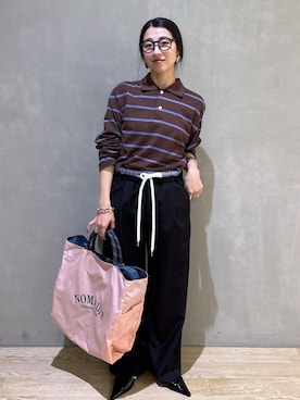 「ADAM ET ROPE'（アダムエロペ）のアイテム（スラックス）」を使った、SAKIさん（レディース・154cm）の春コーディネート