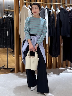 「ADAM ET ROPE'（アダムエロペ）のアイテム（スラックス）」を使った、SAKIさん（レディース・154cm）の冬コーディネート