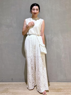 「ADAM ET ROPE'（アダムエロペ）のレースラインパンツ（その他パンツ）」を使った、SAKIさん（レディース・154cm）の夏コーディネート