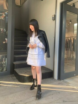 「ALLSAINTS（オールセインツ）のアイテム（ライダースジャケット）」を使った、Anaisさん（レディース・157cm）の春コーディネート