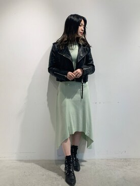 「ALLSAINTS（オールセインツ）のアイテム（ライダースジャケット）」を使った、Anaisさん（レディース・157cm）の春コーディネート
