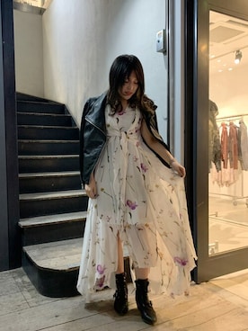 「ALLSAINTS（オールセインツ）のアイテム（ライダースジャケット）」を使った、Anaisさん（レディース・157cm）の春コーディネート