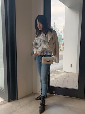 「ALLSAINTS（オールセインツ）のアイテム（ライダースジャケット）」を使った、Anaisさん（レディース・157cm）の春コーディネート