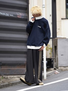 「PUBLUX（パブリュクス）のアイテム（パンツ）」を使った、PUBLUXさん（メンズ・175cm）の冬コーディネート