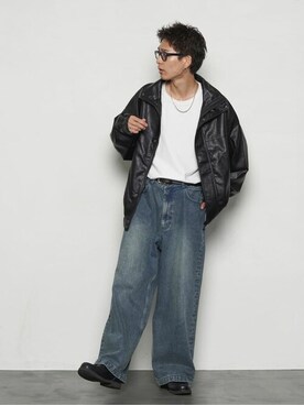 「レザーコーデ」｜PUBLUXさん（メンズ・178cm）の冬コーディネート