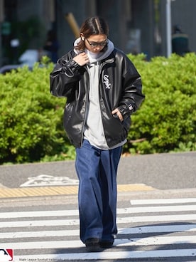 「MLB（メジャーリーグベースボール）のアイテム」を使った、PUBLUXさん（メンズ・174cm）の冬コーディネート