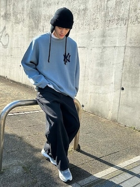 「MLB（メジャーリーグベースボール）のアイテム」を使った、PUBLUXさん（メンズ・173cm）の冬コーディネート