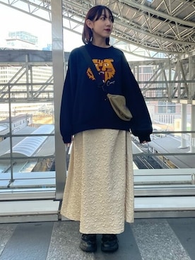 「PUBLUX（パブリュクス）のアイテム（スウェット）」を使った、PUBLUXさん（レディース・158cm）の冬コーディネート