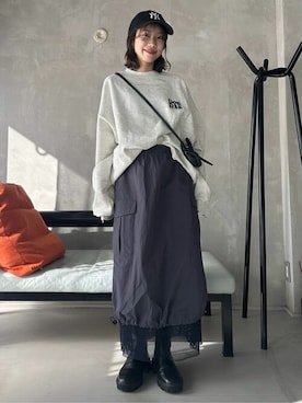 「PUBLUX（パブリュクス）のアイテム（スウェット）」を使った、PUBLUXさん（レディース・155cm）の冬コーディネート