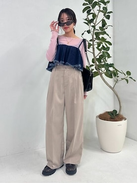 「PUBLUX（パブリュクス）のアイテム（スラックス）」を使った、PUBLUXさん（レディース・157cm）の春コーディネート