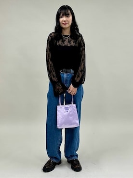 「アイテム（トートバッグ、パープル系）」を使った、PUBLUXさん（レディース・165cm）の秋コーディネート