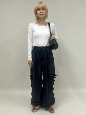 「PUBLUX（パブリュクス）のアイテム（パンツ）」を使った、PUBLUXさん（レディース・153cm）の秋コーディネート