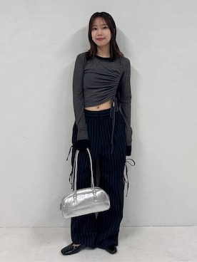 「PUBLUX（パブリュクス）のアイテム（パンツ）」を使った、PUBLUXさん（レディース・157cm）の秋コーディネート