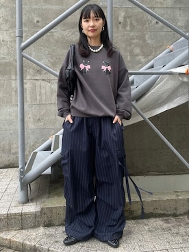 「韓国コーデ」｜「アイテム（スウェット）」を使った、PUBLUXさん（レディース・165cm）の秋コーディネート