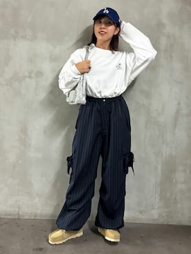 「PUBLUX（パブリュクス）のアイテム（パンツ）」を使った、PUBLUXさん（レディース・160cm）の秋コーディネート