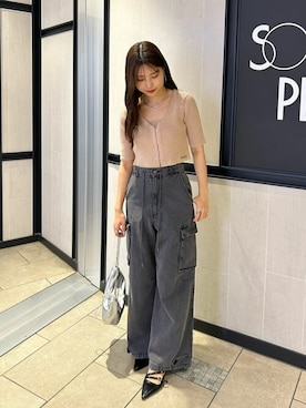 「Chico（チコ）のアイテム（カーディガン/ボレロ）」を使った、Chicoさん（レディース・160cm）の春コーディネート