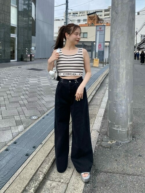 chico デニムセットアップ　ロゴタンクトップ　３点セット♩ chico デニムセットアップ ロゴタンクトップ 3点セット
