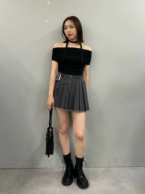 d.i.a. Tシャツ 黒 ヒョウ柄 チェーン チョーカー スペード オフショル 2color 】レオパードワイドオフショルカットソートップス