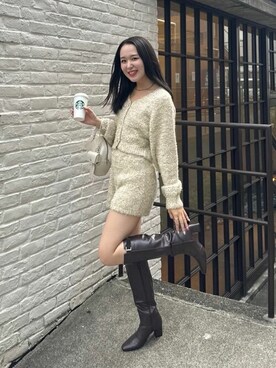 「Chico（チコ）のアイテム（カーディガン/ボレロ）」を使った、Chicoさん（レディース・163cm）の秋コーディネート