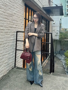 「アイテム（ボストンバッグ）」を使った、Chicoさん（レディース・162cm）の秋コーディネート