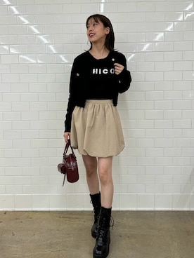 「Chico（チコ）のアイテム（カーディガン/ボレロ）」を使った、Chicoさん（レディース・158cm）の秋コーディネート