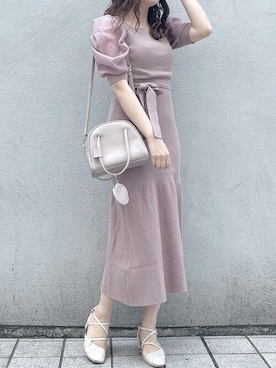 「アイテム（ワンピース、ピンク系）」を使った、dazzlin SHOP STAFFさん（レディース・163cm）の春コーディネート